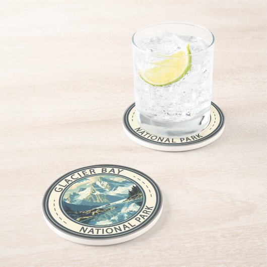 グレイシャーベイナショナルパークイラストレーショントラベルアート コースター (側面)