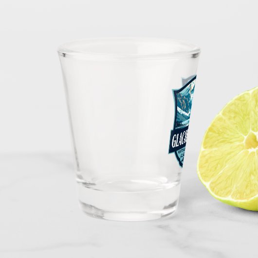 グレイシャーベイナショナルパークイラストレーションレトロ ショットグラス (左)