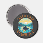 グレイシャーベイナショナルパークオルカ動揺してサークル マグネット (正面/裏面)