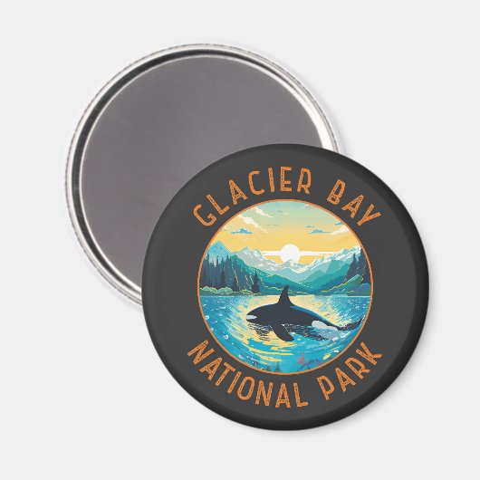 グレイシャーベイナショナルパークオルカ動揺してサークル マグネット (正面/裏面)
