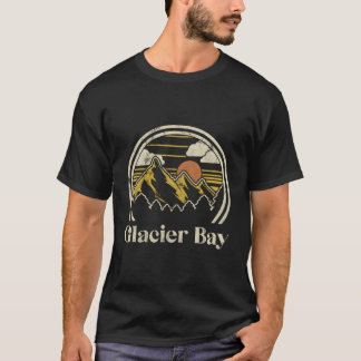 グレイシャーベイマウンテンズアラスカハイキングアウトドアレトロ Tシャツ