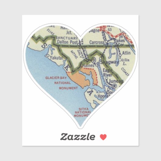 グレイシャーベイ国定碑ヴィンテージマップ シール (シート)