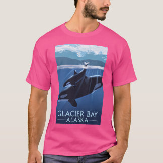 グレイシャーベイ国立公園アラスカオルカストラベルデカ Tシャツ