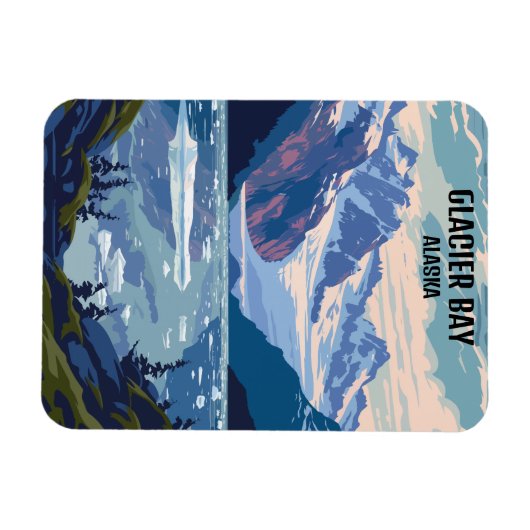 グレイシャーベイ国立公園アラスカヴィンテージ旅行 マグネット (横)