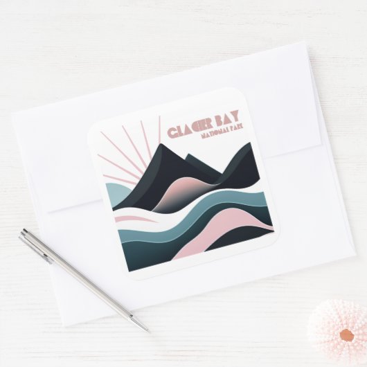 グレイシャーベイ国立公園カラーヒルズ スクエアシール (封筒)