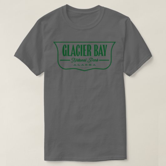 グレイシャーベイ国立公園シールドグリーン Tシャツ (デザイン正面)