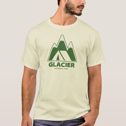グレイシャー国立公園の山々でのキャンプ Tシャツ (正面)