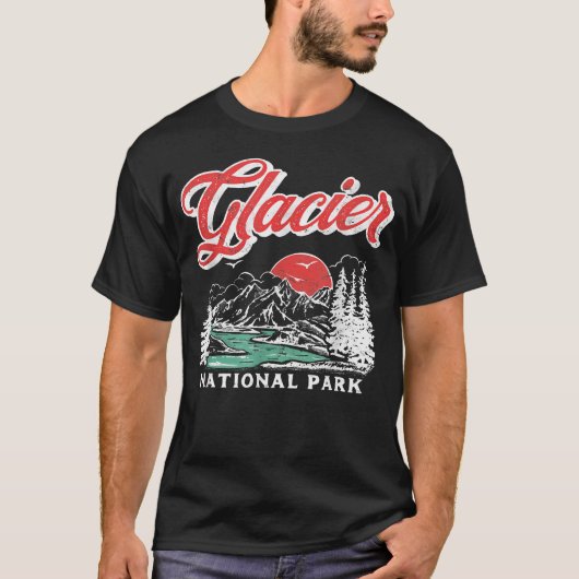 グレイシャー国立公園 レトロ 80's マウンテン tシャツ (正面)