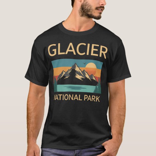 グレイシャー国立公園 山の旅 自然 Tシャツ (正面)