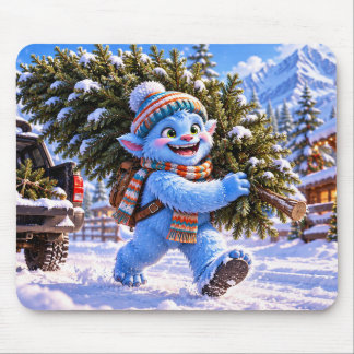 グレイシャー・グリンチとクリスマスツリーのホリデー マウスパッド