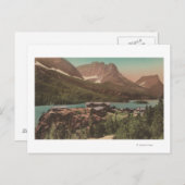 グレイシャー、モンタナ州 - シャレーとセントメアリー湖の景色 ポストカード (正面/裏面)