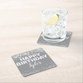 グレイシルバー誕生日パーティー スクエアペーパーコースター (インサイチュ)