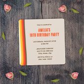 グレイシンプルモダンレトログルーヴィ18誕生日 招待状