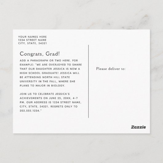 グレイシンプル大学院タイプ写真卒業 ポストカード (裏面)