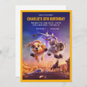 グレイシーとペドロ:救出誕生日へのペット 招待状 (正面/裏面)