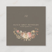 グレイジグモノグラムバラ金ゴールドフローラウェディングプランナー スクエア名刺 (正面)