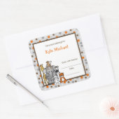 グレイジャングルアニマルズブックプレート蔵書票ラベル スクエアシール (封筒)