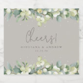 グレイジースノーベリー+ユーカリ冬の結婚式 ビールラベル (シングルラベル)