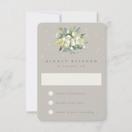 グレイジースノーベリー+ユーカリ冬の結婚式 出欠カード (正面)