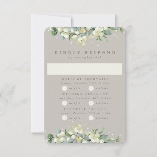 グレイジースノーベリー+ユーカリ結婚ス数々の-イベント 出欠カード (正面)