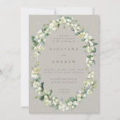 グレイジ/タウペ スノーベリー+ユーカリの冬の結婚式 招待状 (正面)