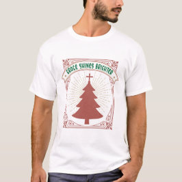 グレイスはますます輝く - キリスト教のクリスマスツリー Tシャツ