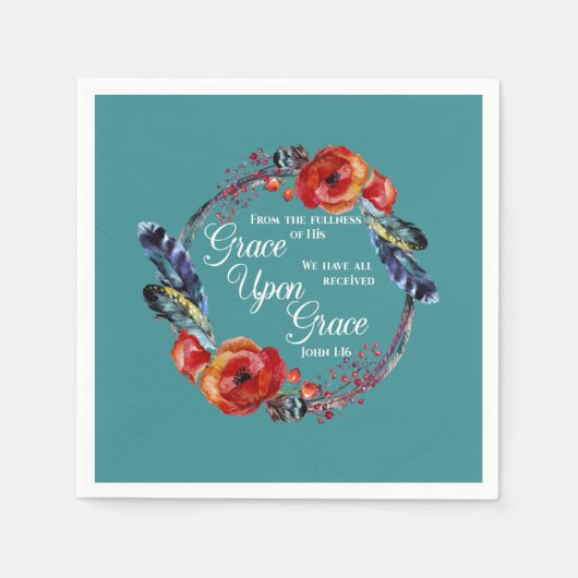 グレイスオングレスヨハネ1:16聖なる書物、 経典 スタンダードカクテルナプキン (正面)