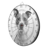 グレイスケールのショートヘア犬（黒と白） ダーツボード (正面右)