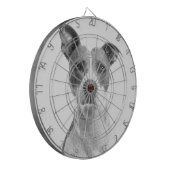 グレイスケールのショートヘア犬（黒と白） ダーツボード (正面左)