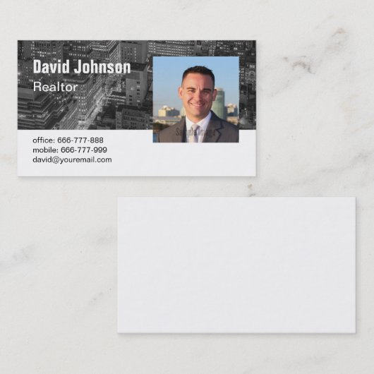 グレイスケール市の背景エテ実在ート不動産仲介業者写真 名刺 (正面/裏面)