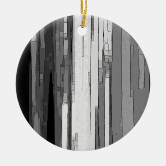 グレイスケール抽象芸術B&Wアート セラミックオーナメント (正面)