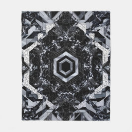グレイスケール結晶：幾何六角H-116 フリースブランケット