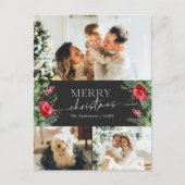 グレイスタイリッシュボタニカルメリークリスマスホリデー ポストカード (正面)