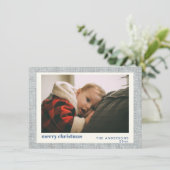 グレイスタイリッシュリネンシンプルホリデーフォトカード シーズンカード (スタンド正面)
