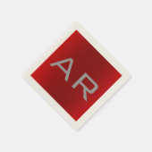 グレイスタイリッシュレッドトレンディーモノグラム スタンダードカクテルナプキン (角)