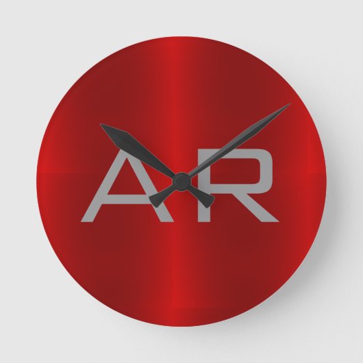 グレイスタイリッシュレッドトレンディーモノグラム ラウンド壁時計 (正面)
