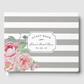 グレイストライプアンティーク牡丹ブライダルシャワー ゲストブック (正面)