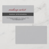 グレイストライプモダンシンプルプレインメイクアップアーティスト 名刺 (正面/裏面)