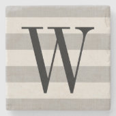 グレイストライプモノグラム |農家モダン家 ストーンコースター (正面)