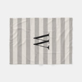 グレイストライプモノグラム |農家モダン家 フリースブランケット (正面(横))