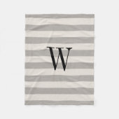 グレイストライプモノグラム |農家モダン家 フリースブランケット (正面)