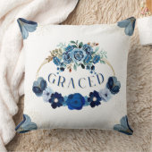 グレイスドブルー金ゴールドフローラガーデンリース エレガント クッション (ブランケット)