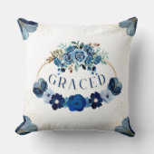 グレイスドブルー金ゴールドフローラガーデンリース エレガント クッション (正面)