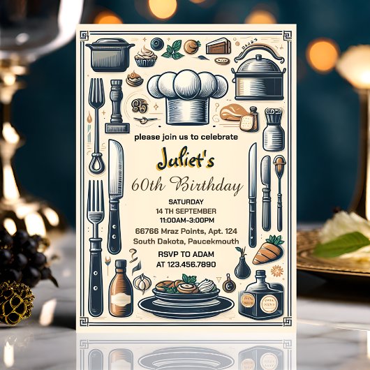 グレイスメンズ大人のディナーエレガント60歳の誕生日 招待状