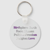 グレイセクシャルプライド – 出生地:地球。人種:人間 キーホルダー (裏面)