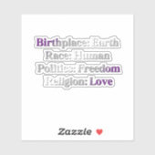 グレイセクシャルプライド – 出生地：地球。人種：人間 シール (シート)