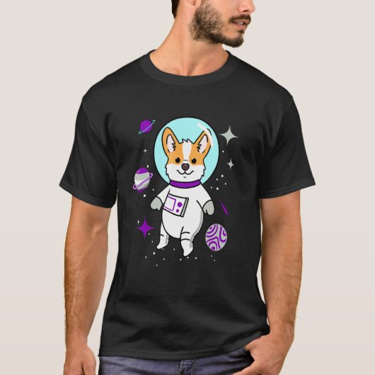 グレイセクシュアル コーギー イン スペース グレイセクシュアル プライド Tシャツ (正面)