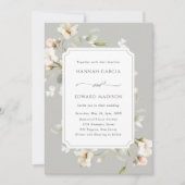 グレイセージエレガントホワイト結婚フローラ 招待状 (正面)