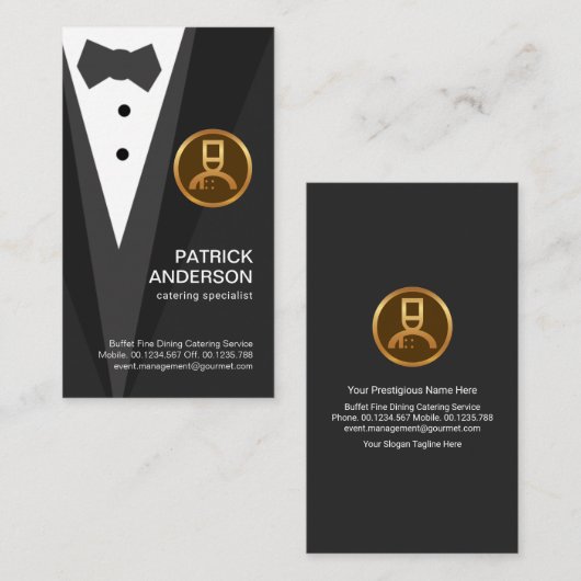 グレイタキシード金ゴールドシェフボーオニエール 名刺 (正面/裏面)