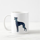 グレイタリアンイハウンドドッグ黒水色シルエット コーヒーマグカップ (左)